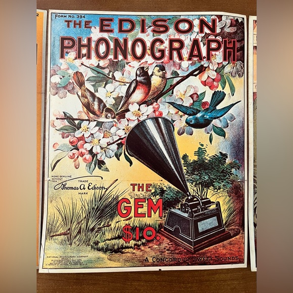 3 Edison Phonograph Posters - Picture 3 of 9